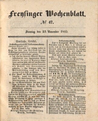 Freisinger Wochenblatt Sonntag 23. November 1845