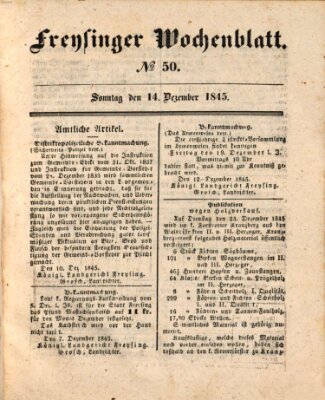 Freisinger Wochenblatt Sonntag 14. Dezember 1845