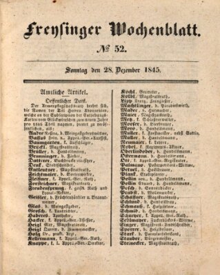 Freisinger Wochenblatt Sonntag 28. Dezember 1845