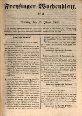 Freisinger Wochenblatt Sonntag 18. Januar 1846