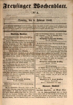 Freisinger Wochenblatt Sonntag 8. Februar 1846