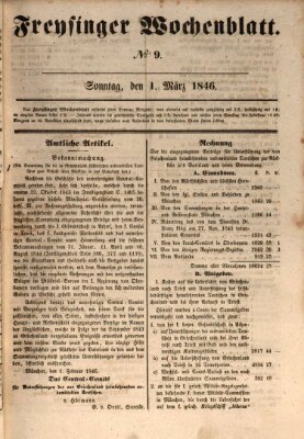 Freisinger Wochenblatt Sonntag 1. März 1846