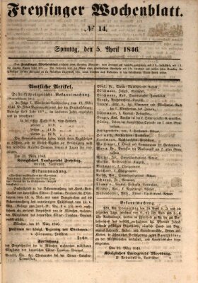 Freisinger Wochenblatt Sonntag 5. April 1846