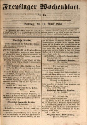 Freisinger Wochenblatt Sonntag 12. April 1846