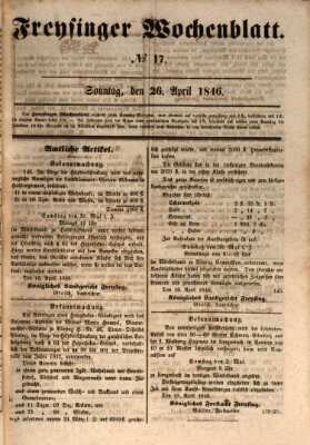 Freisinger Wochenblatt Sonntag 26. April 1846