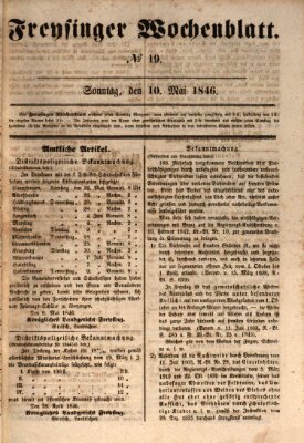 Freisinger Wochenblatt Sonntag 10. Mai 1846