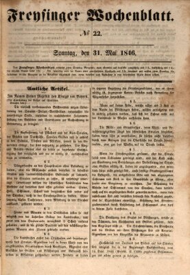 Freisinger Wochenblatt Sonntag 31. Mai 1846