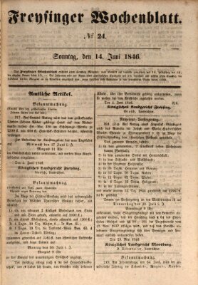 Freisinger Wochenblatt Sonntag 14. Juni 1846