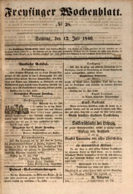 Freisinger Wochenblatt Sonntag 12. Juli 1846