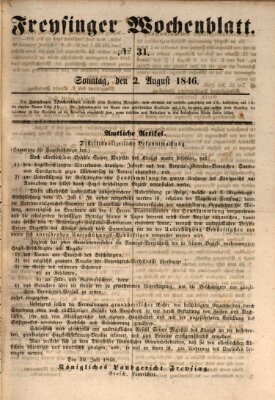 Freisinger Wochenblatt Sonntag 2. August 1846