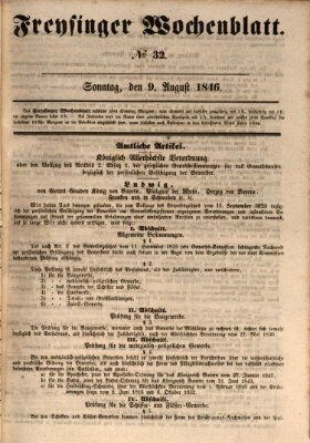 Freisinger Wochenblatt Sonntag 9. August 1846