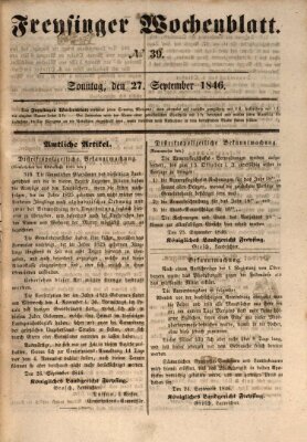 Freisinger Wochenblatt Sonntag 27. September 1846