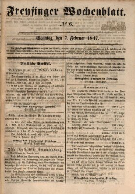 Freisinger Wochenblatt Sonntag 7. Februar 1847