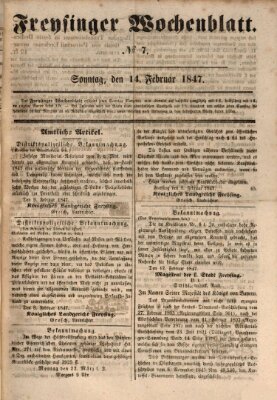 Freisinger Wochenblatt Sonntag 14. Februar 1847