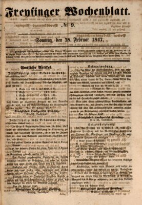 Freisinger Wochenblatt Sonntag 28. Februar 1847