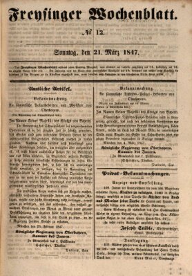 Freisinger Wochenblatt Sonntag 21. März 1847