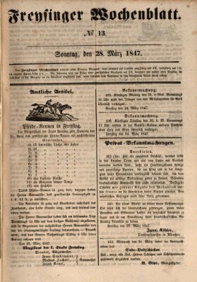 Freisinger Wochenblatt Sonntag 28. März 1847