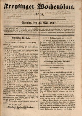 Freisinger Wochenblatt Sonntag 23. Mai 1847