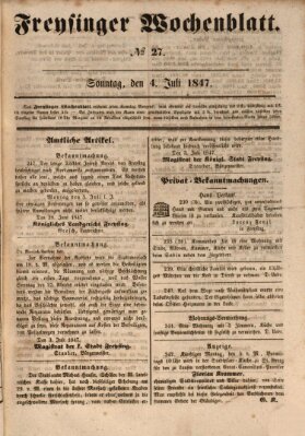 Freisinger Wochenblatt Sonntag 4. Juli 1847