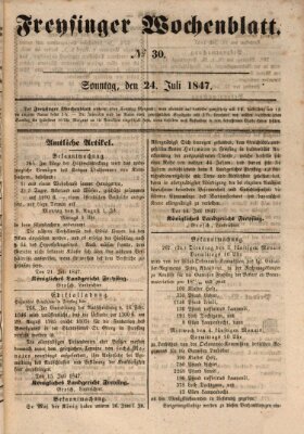 Freisinger Wochenblatt Samstag 24. Juli 1847