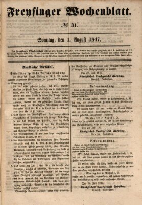 Freisinger Wochenblatt Sonntag 1. August 1847