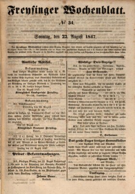 Freisinger Wochenblatt Sonntag 22. August 1847