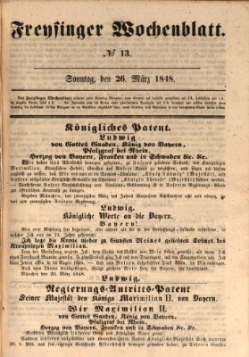 Freisinger Wochenblatt Sonntag 26. März 1848