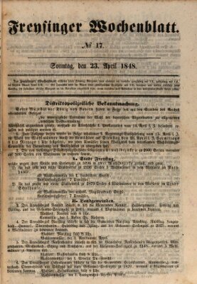 Freisinger Wochenblatt Sonntag 23. April 1848