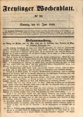 Freisinger Wochenblatt Sonntag 11. Juni 1848