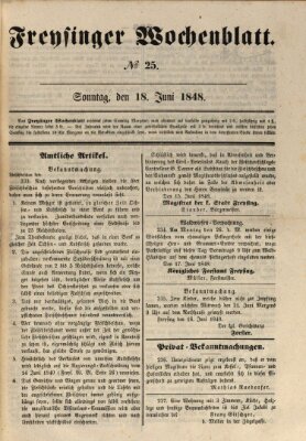 Freisinger Wochenblatt Sonntag 18. Juni 1848