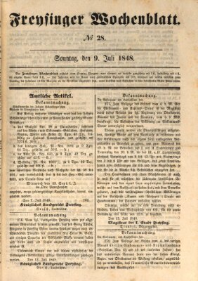 Freisinger Wochenblatt Sonntag 9. Juli 1848