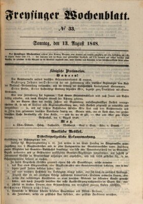 Freisinger Wochenblatt Sonntag 13. August 1848