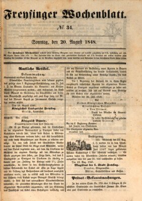 Freisinger Wochenblatt Sonntag 20. August 1848