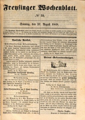 Freisinger Wochenblatt Sonntag 27. August 1848