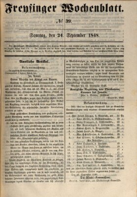 Freisinger Wochenblatt Sonntag 24. September 1848