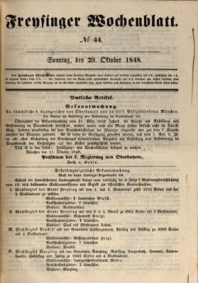 Freisinger Wochenblatt Sonntag 29. Oktober 1848