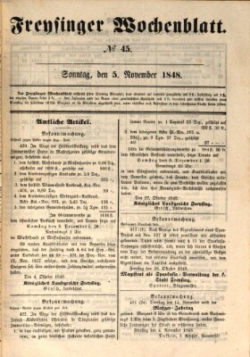 Freisinger Wochenblatt Sonntag 5. November 1848