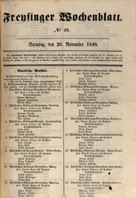 Freisinger Wochenblatt Sonntag 26. November 1848