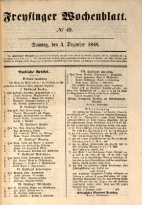 Freisinger Wochenblatt Sonntag 3. Dezember 1848