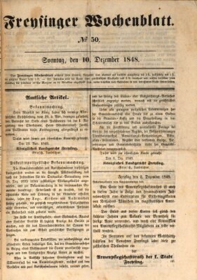 Freisinger Wochenblatt Sonntag 10. Dezember 1848