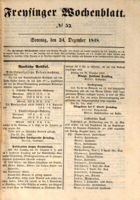 Freisinger Wochenblatt Sonntag 24. Dezember 1848