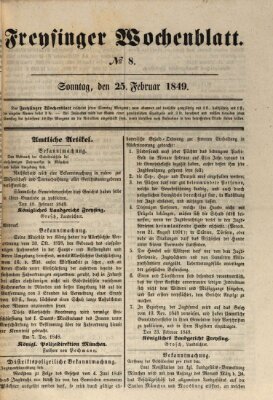 Freisinger Wochenblatt Sonntag 25. Februar 1849