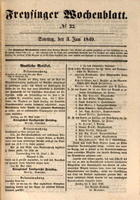 Freisinger Wochenblatt Sonntag 3. Juni 1849