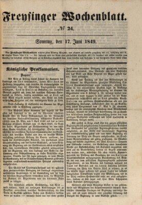 Freisinger Wochenblatt Sonntag 17. Juni 1849