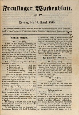 Freisinger Wochenblatt Sonntag 12. August 1849