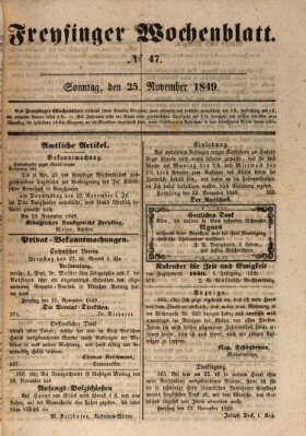 Freisinger Wochenblatt Sonntag 25. November 1849