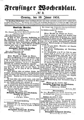 Freisinger Wochenblatt Sonntag 19. Januar 1851