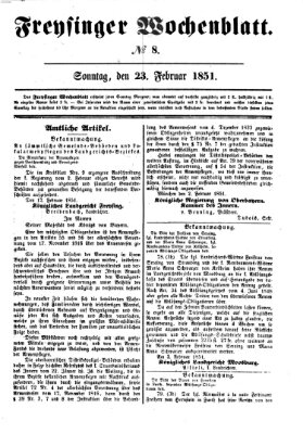 Freisinger Wochenblatt Sonntag 23. Februar 1851