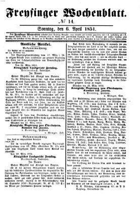 Freisinger Wochenblatt Sonntag 6. April 1851