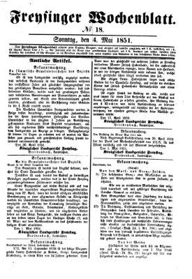 Freisinger Wochenblatt Sonntag 4. Mai 1851